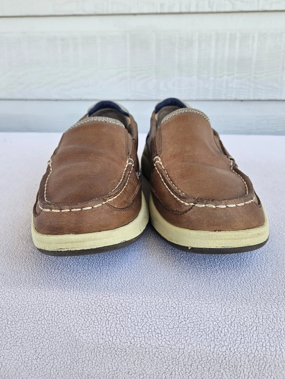 Sperry Intrepid Slip-On Boat Shoes Loafer Men SZ 12 Brown Leather STS10841